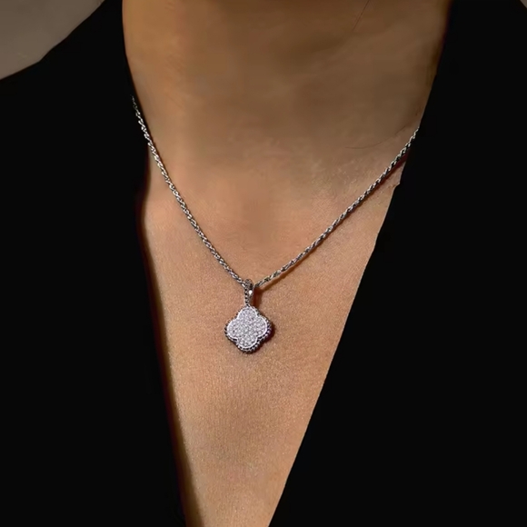 Sterling silver diamond necklace - Picture 6 of 9